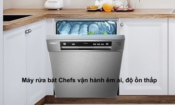 Máy rửa bát Chefs vận hành êm ái, độ ồn thấp