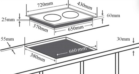 Thiết kế của Bếp từ Chefs EH-DIH323, 2 vùng nấu