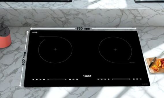 Kích thước bếp từ Chefs 2 vùng nấu