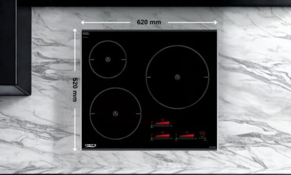 Kích thước bếp từ Chefs 3 vùng nấu