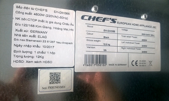 Công suất bếp từ Chefs