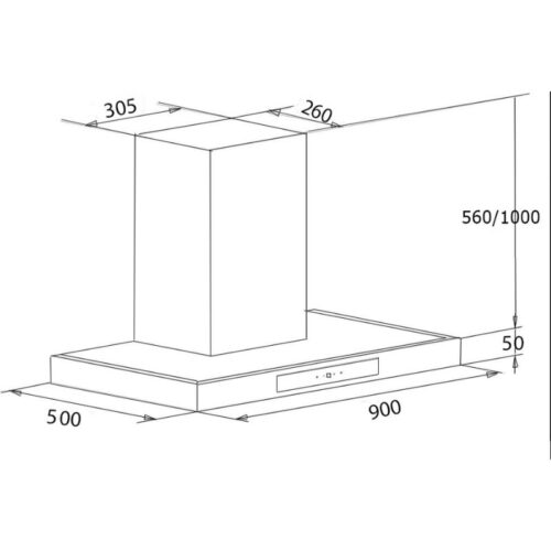 Kích thước máy hút mùi Chefs EH-R107E9D
