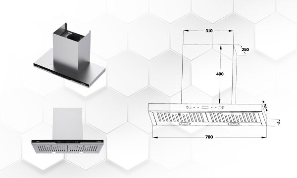 Kích thước máy hút mùi gắn tường Chefs