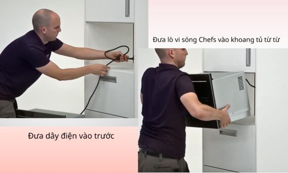 Bước 1 lắp lò vi sóng âm tủ Chefs