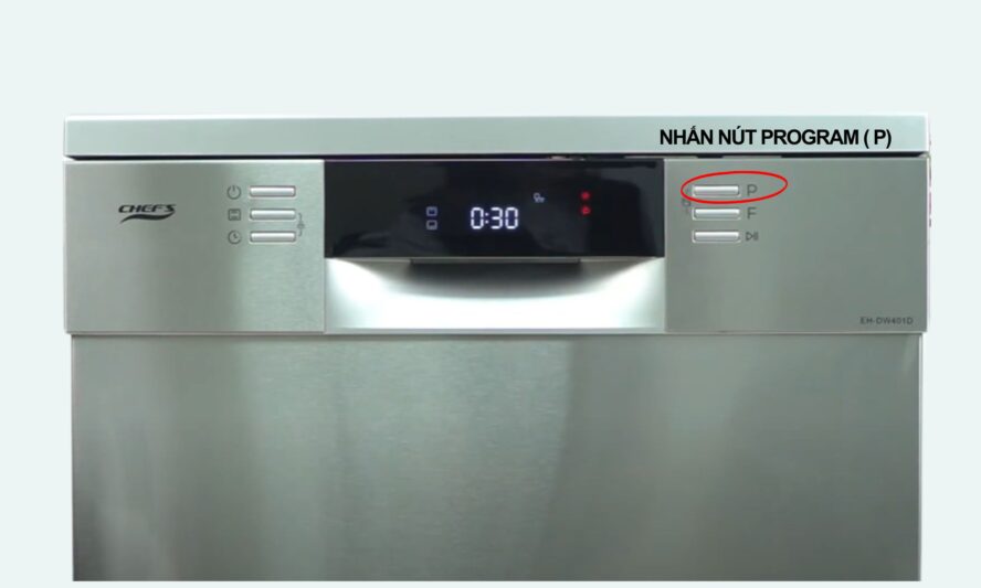 Bước 2_ Nhấn nút PROGRAM chọn chương trình rửa phù hợp