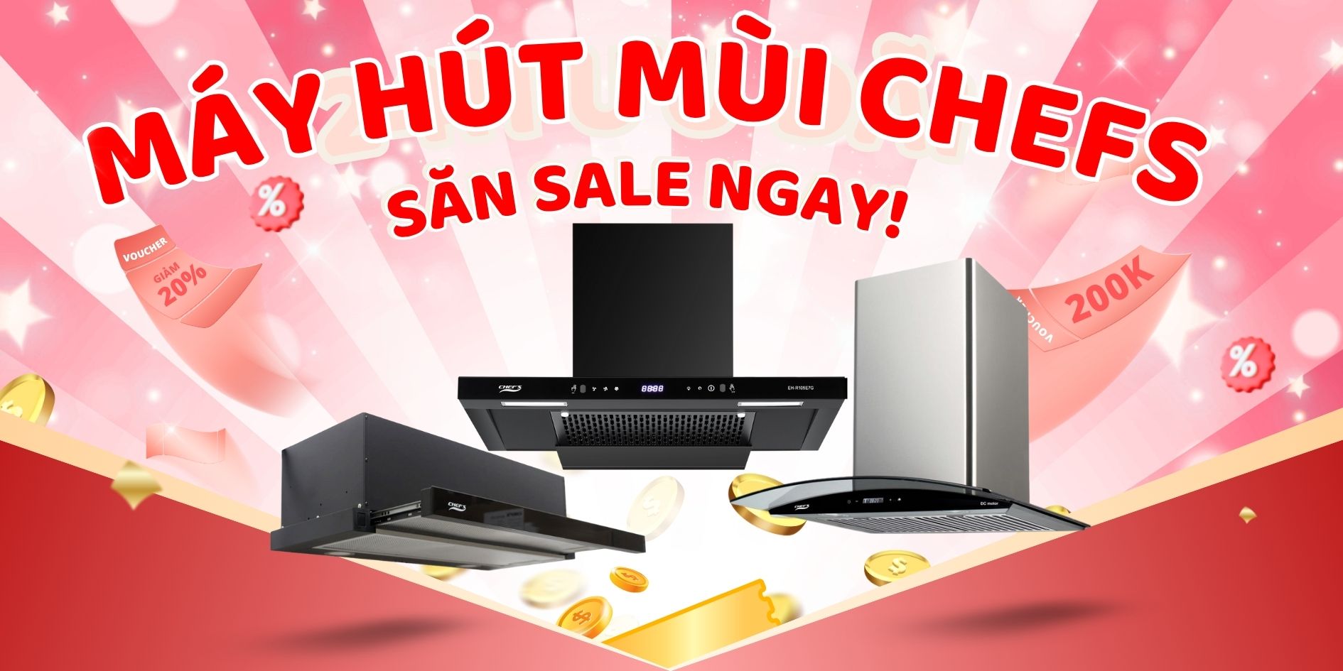 Hút Mạnh – Giá Mềm! Máy Hút Mùi Chefs Ưu Đãi Cực Sâu